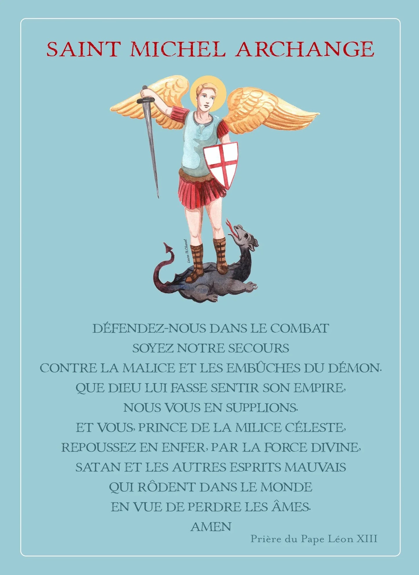 CARTE PRIERE ST MICHEL - Laure Th.Chanal Illustrations