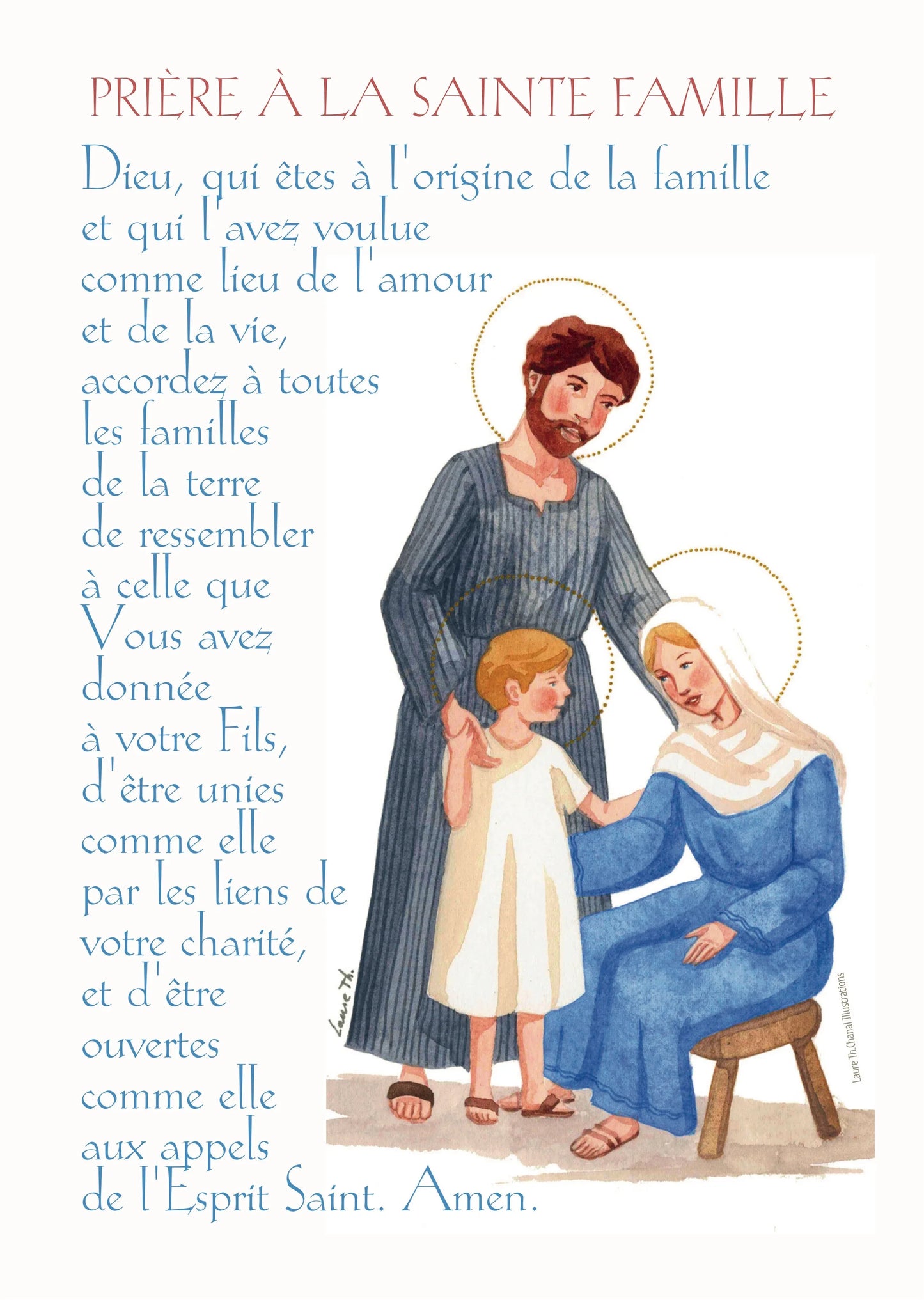 CARTE PRIERE SAINTE FAMILLE - Laure Th.Chanal Illustrations