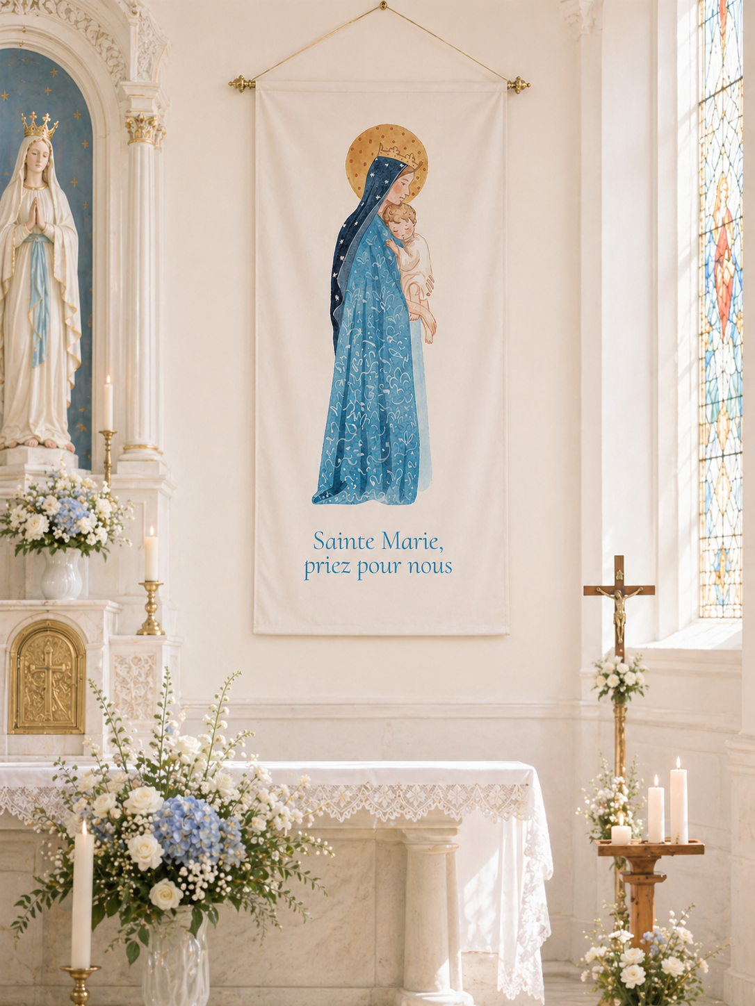 BÂCHE ILLUSTREE VIERGE A L'ENFANT