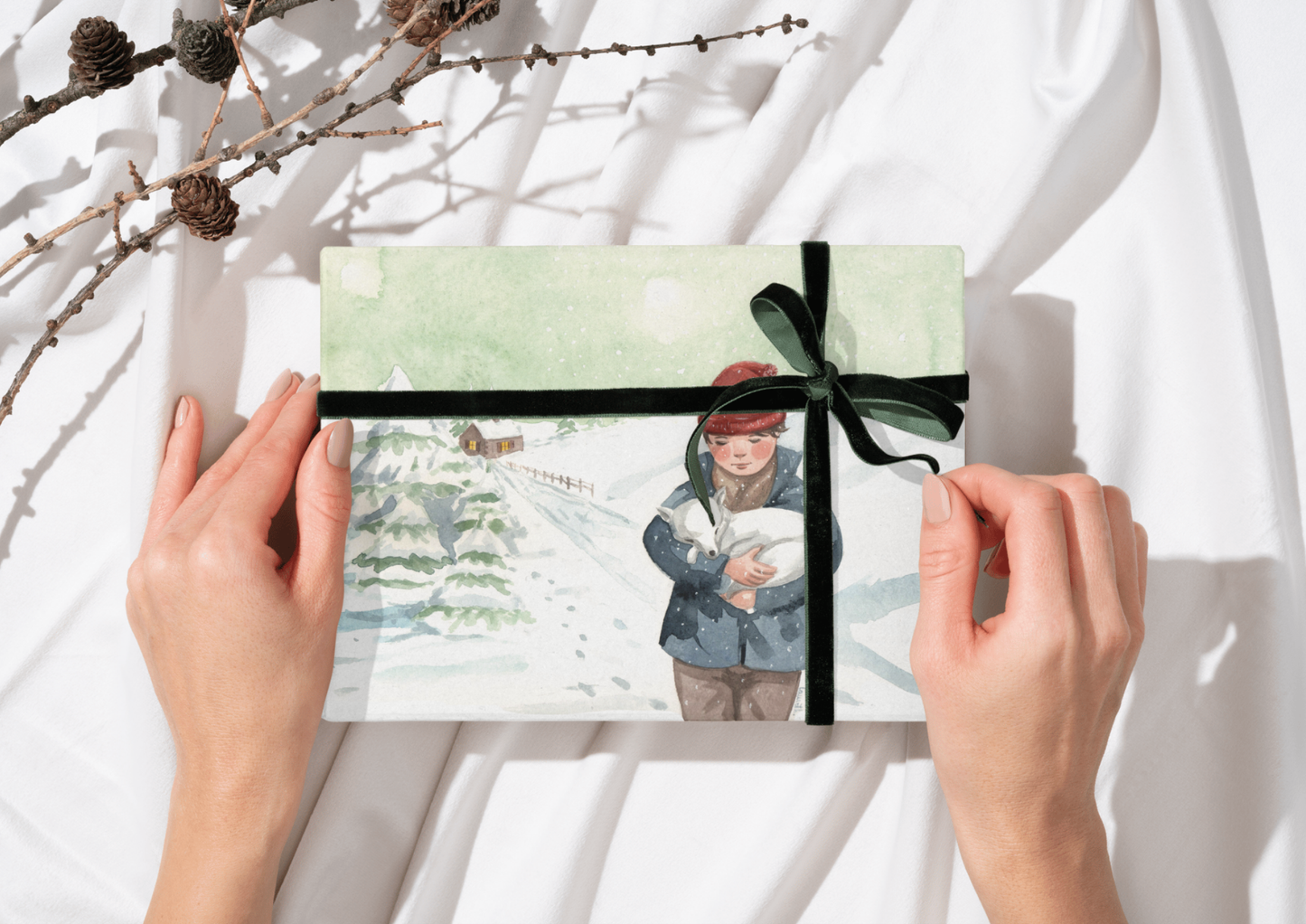 CARTE DE NOËL "ENFANT AU RENARD"