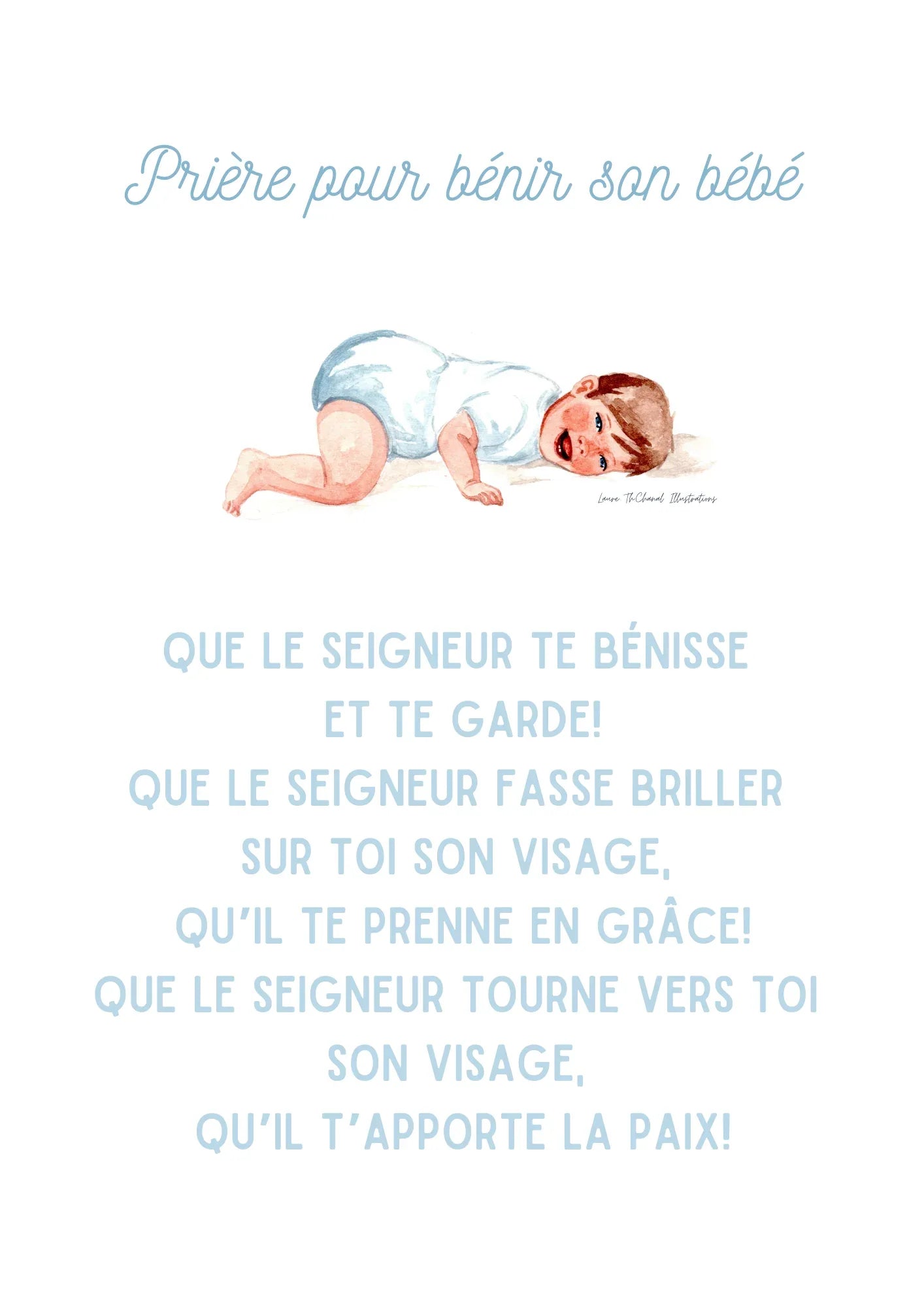 CARTE PRIERE BENEDICTION BEBE - Laure Th.Chanal Illustrations
