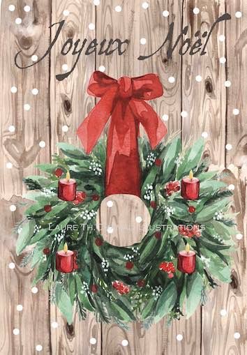 CARTE DE NOËL "COURONNE DE NOËL" – FICHIER NUMÉRIQUE (RÉÉDITION DIGITALE)
