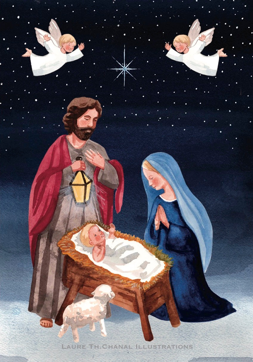 CARTE DE NOËL NATIVITÉ ETOILÉE