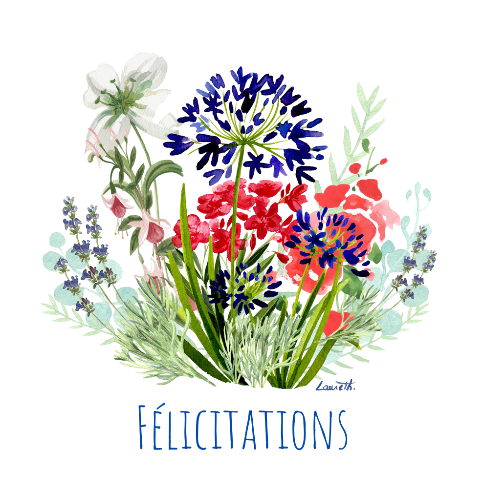 CARTE FELICITATIONS BOUQUET DE FLEURS