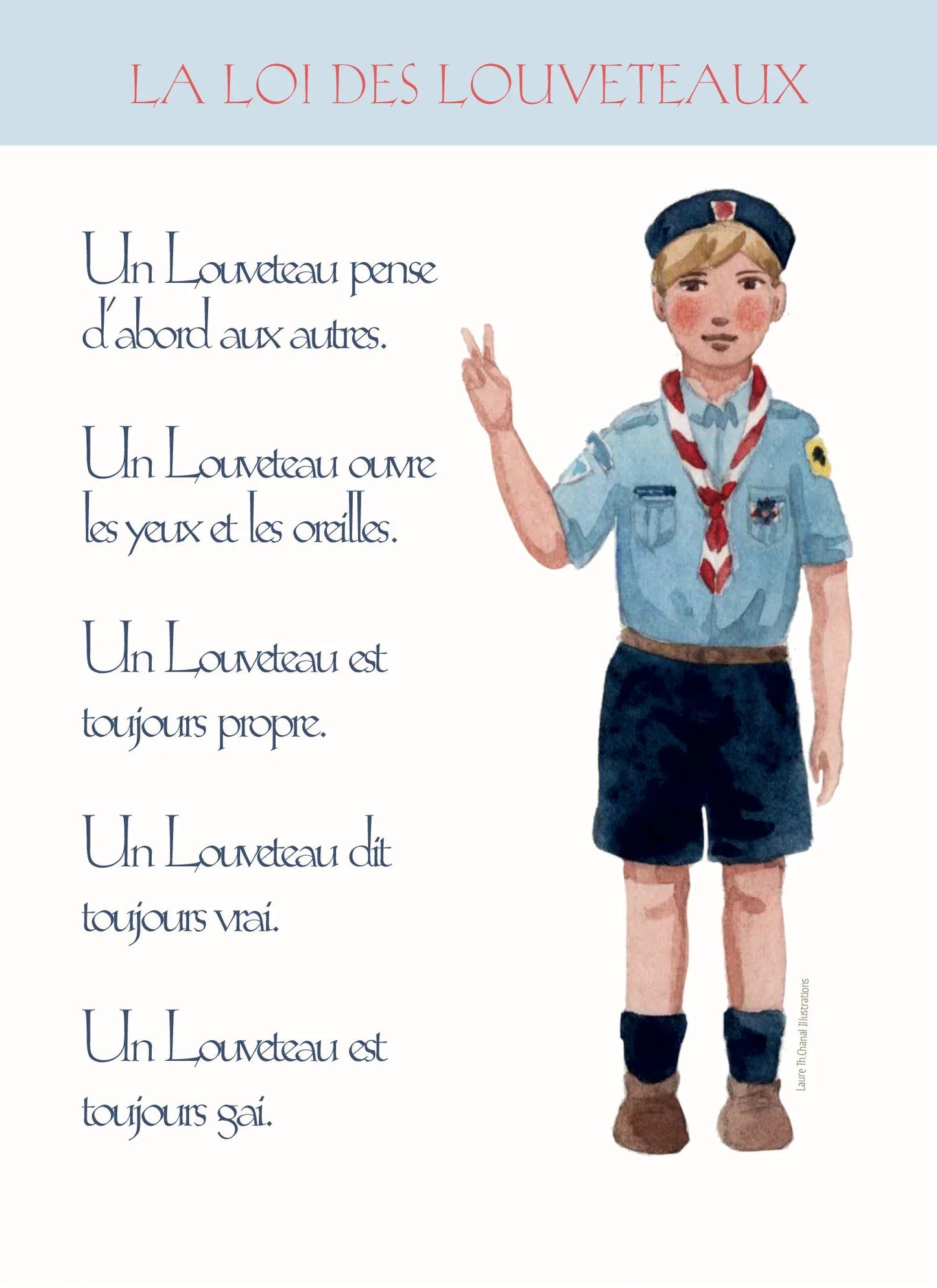 CARTE LA LOI DES LOUVETEAUX - Laure Th.Chanal Illustrations