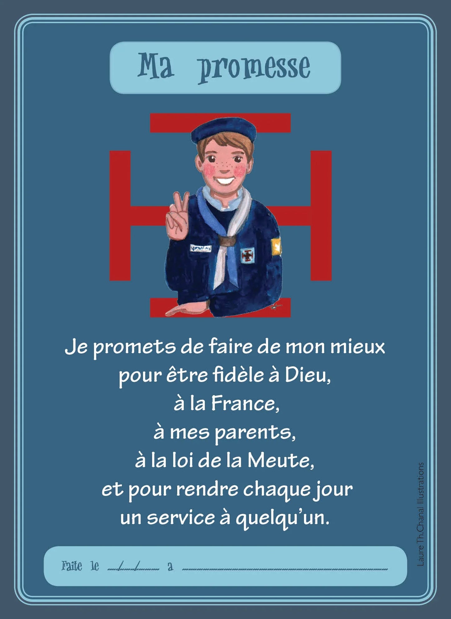 CARTE PROMESSE LOUVETEAU - Laure Th.Chanal Illustrations
