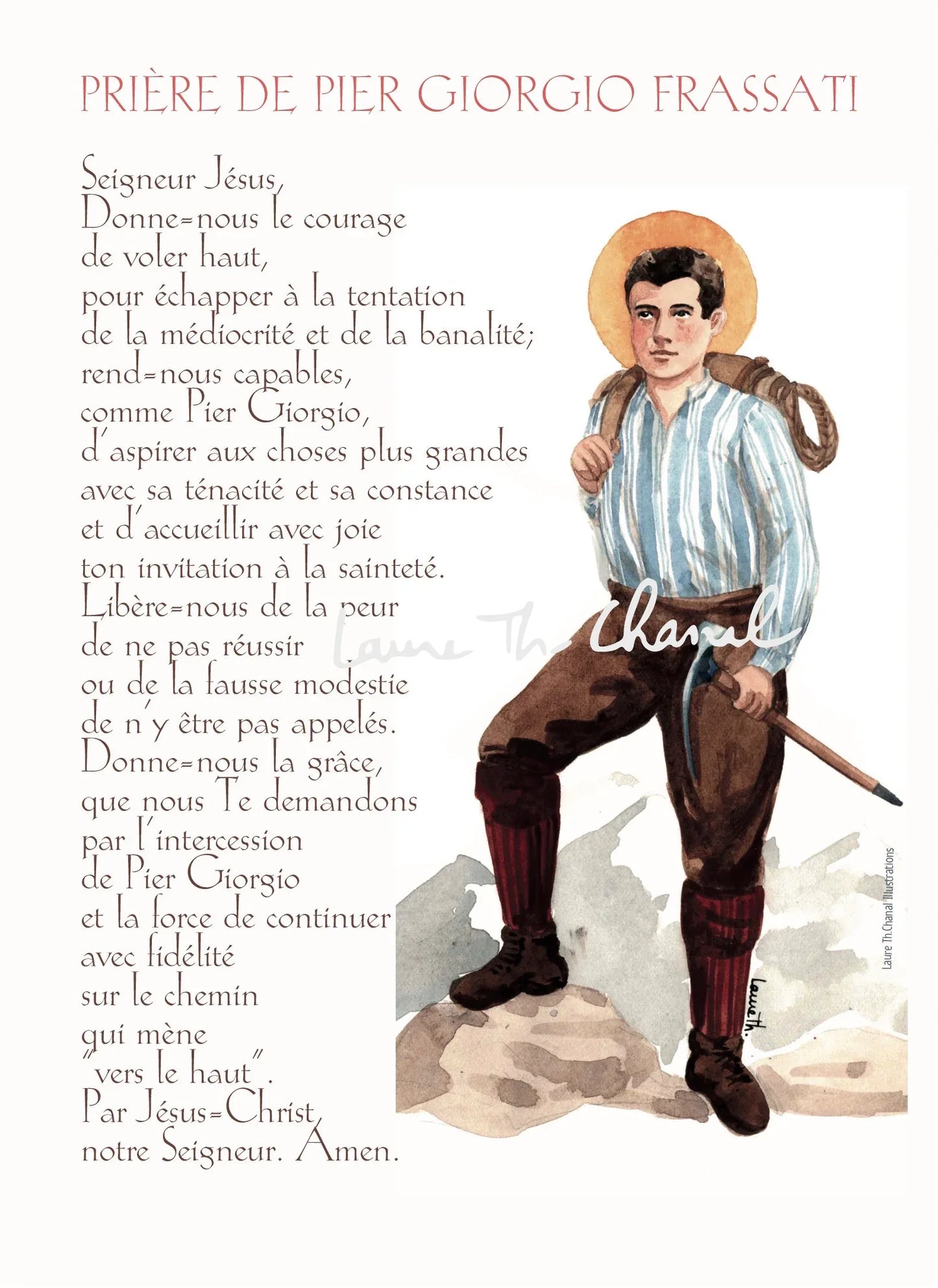 CARTE PRIERE PIER GIORGIO FRASSATI - Laure Th.Chanal Illustrations