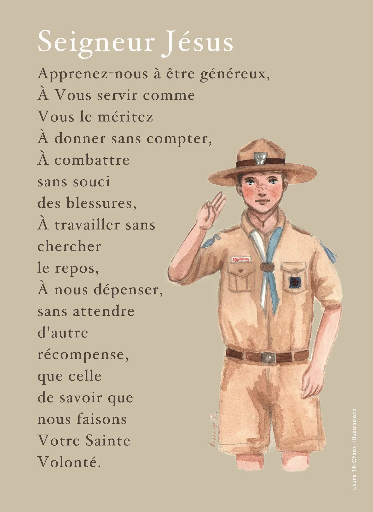 CARTE PRIÈRE SCOUTE - Laure Th.Chanal Illustrations