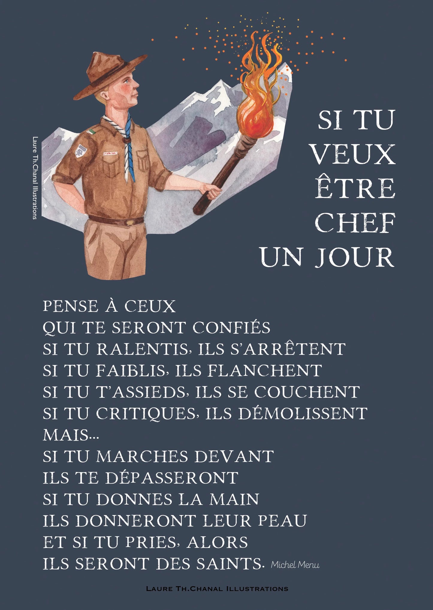 CARTE/AFFICHE PRIERE CHEF SCOUT - Laure Th.Chanal Illustrations