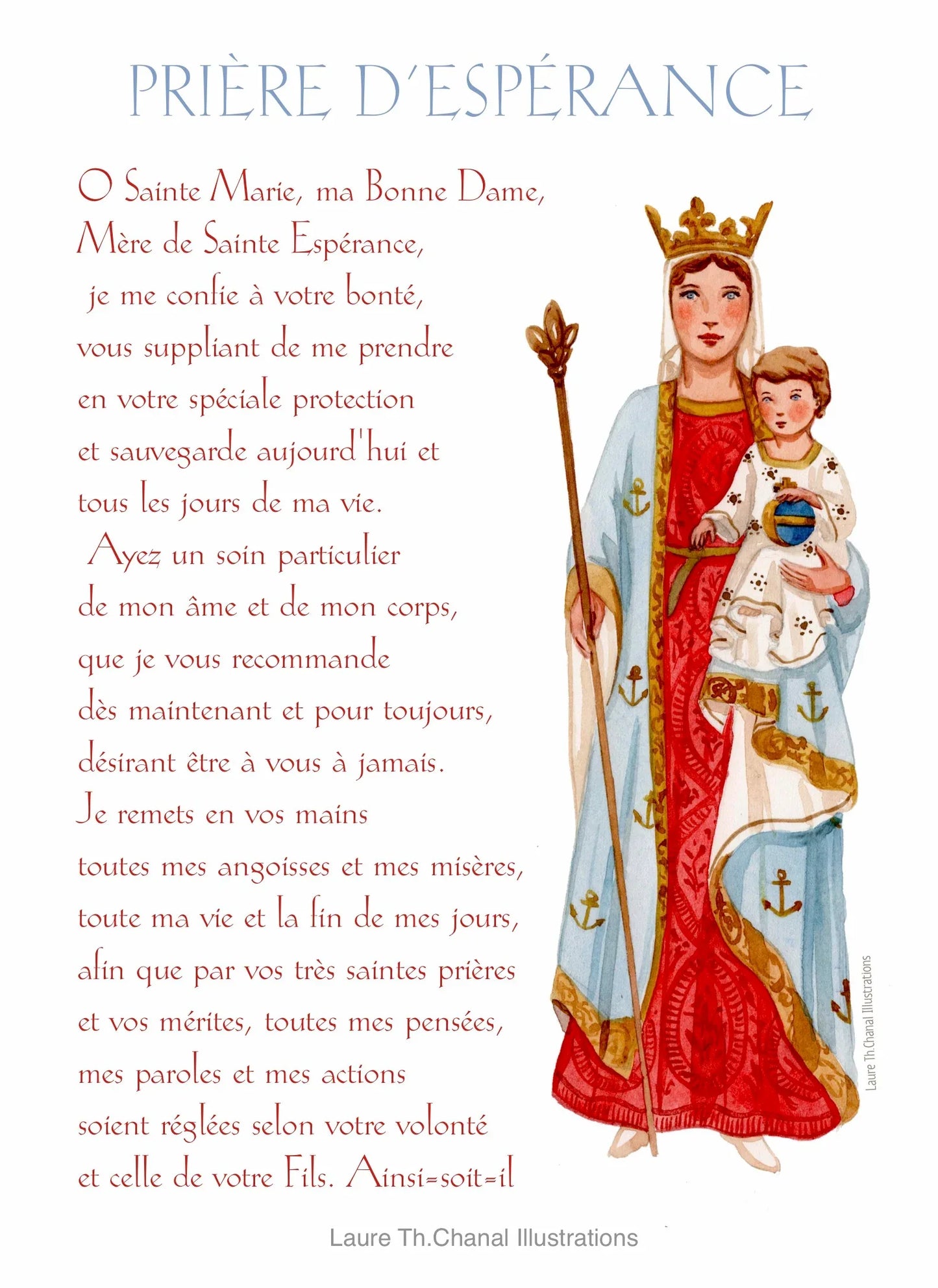 CARTE PRIERE ESPERANCE - Laure Th.Chanal Illustrations