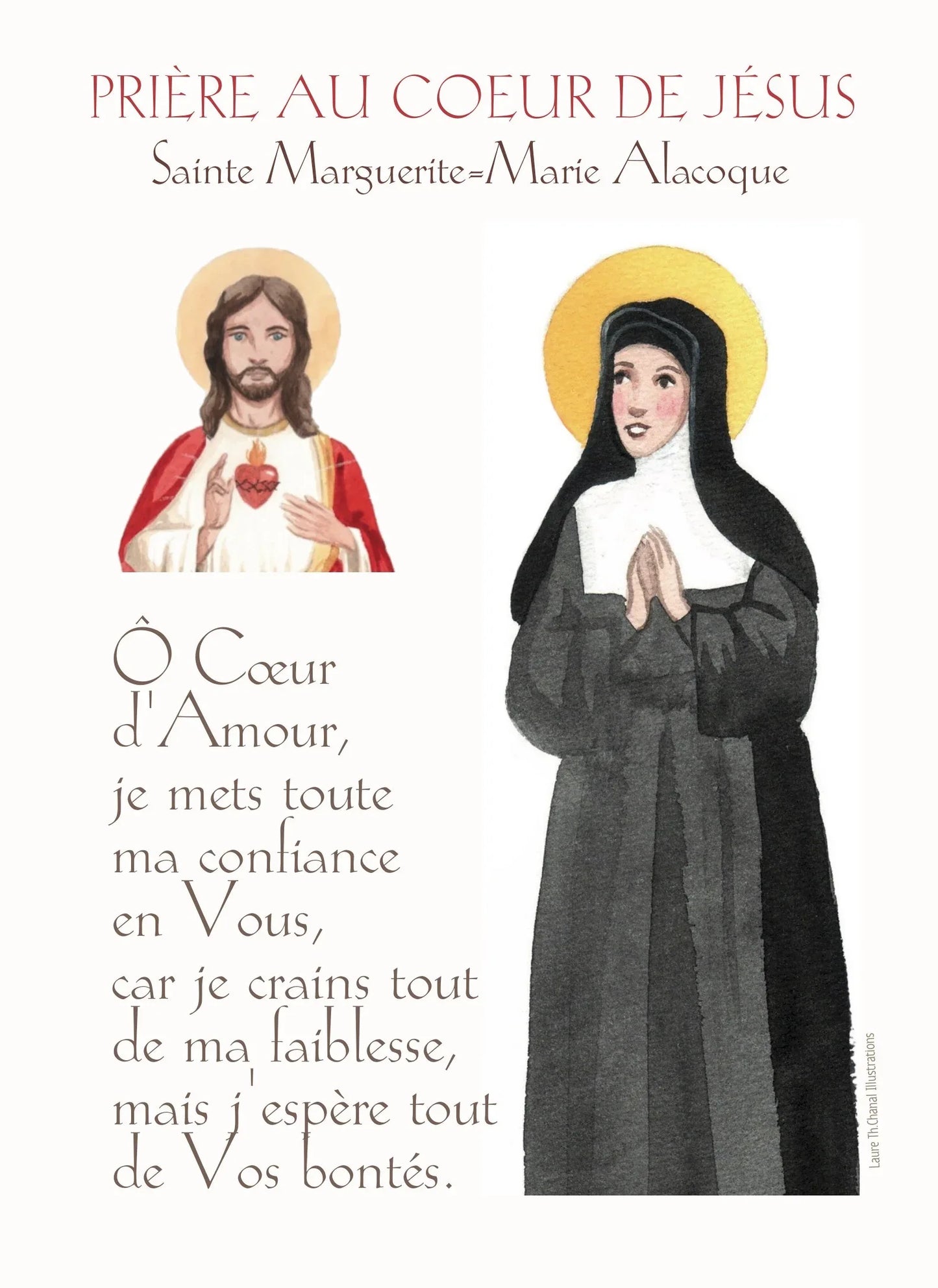 CARTE PRIERE AU COEUR DE JESUS - Laure Th.Chanal Illustrations