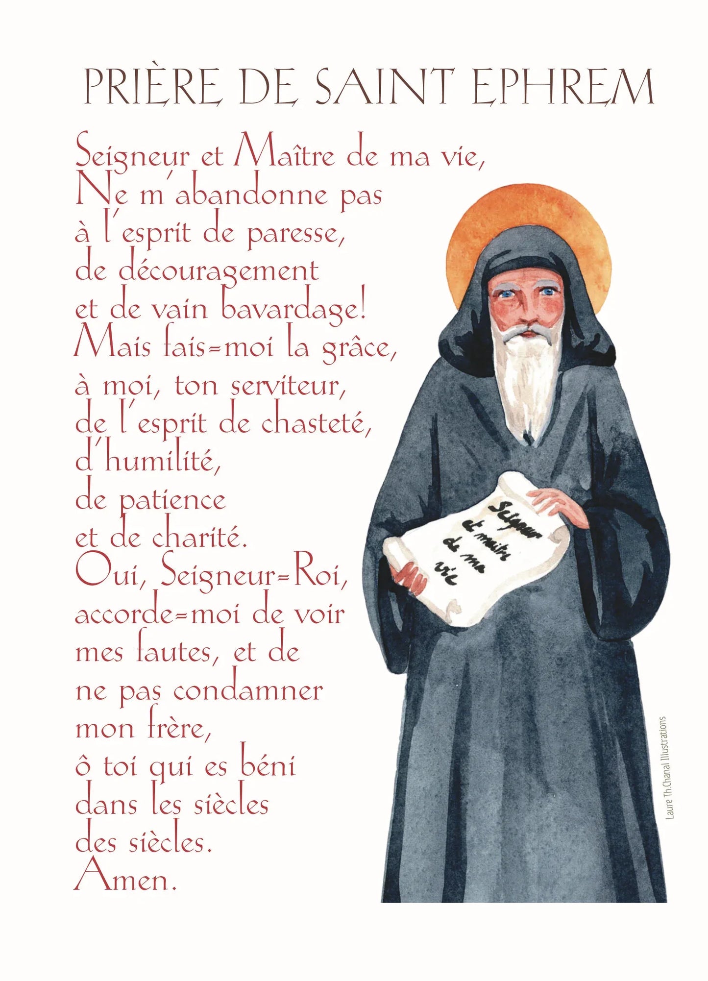 CARTE PRIERE DE ST EPHREM - Laure Th.Chanal Illustrations