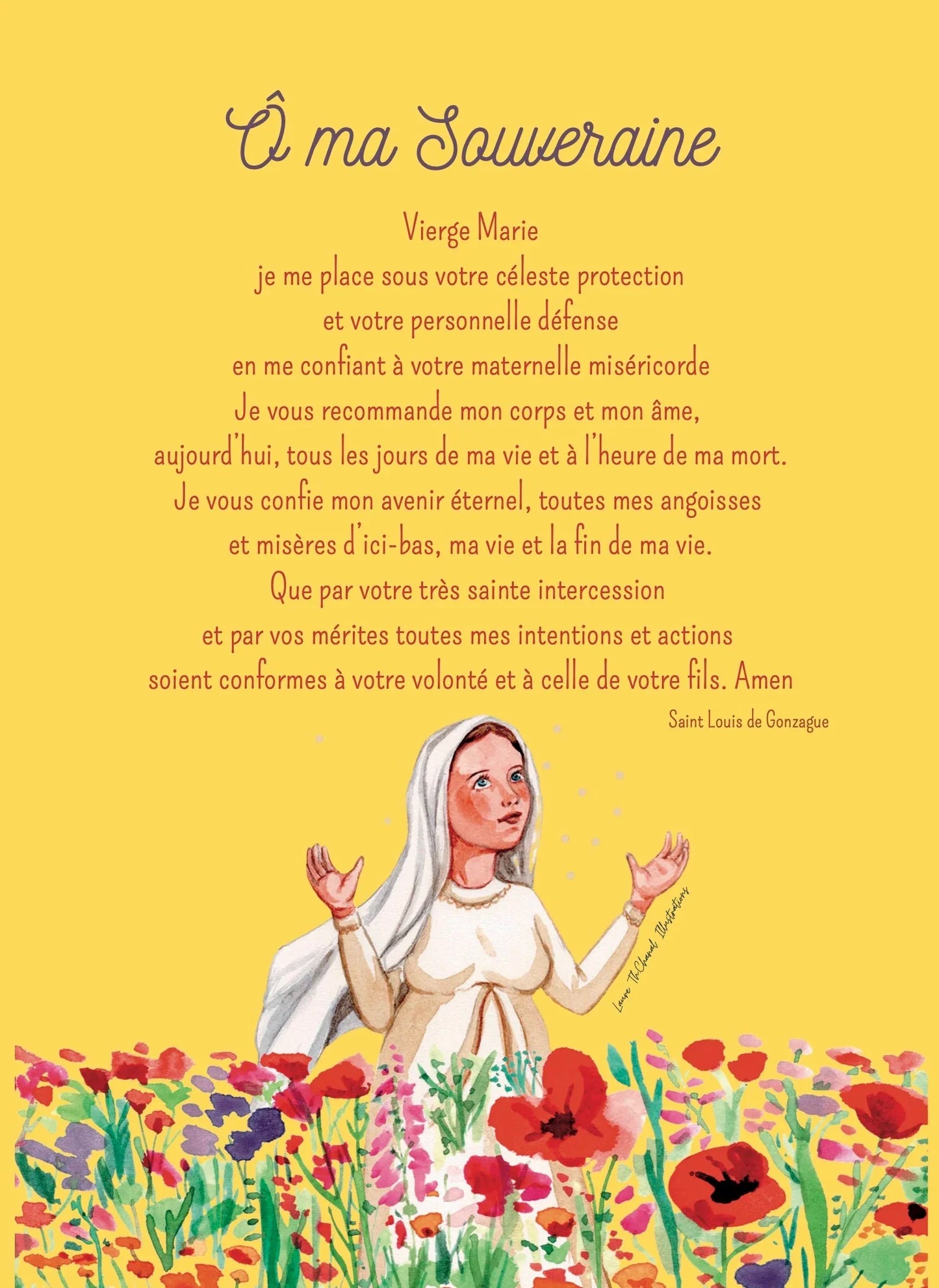 AFFICHE A4 PRIERE "Ô MA SOUVERAINE" - Laure Th.Chanal Illustrations