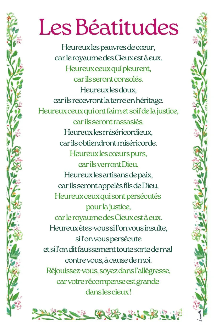 Douay Rheims Beatitudes Laure Th.Chanal Illustrations
