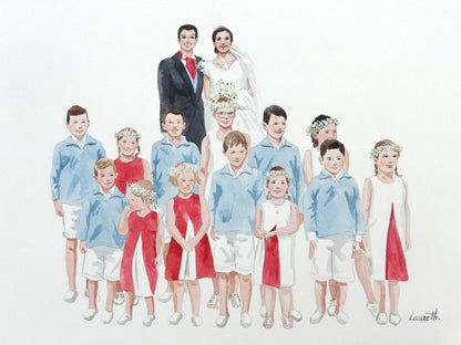 AQUARELLE D'UN PORTRAIT DE GROUPE - Laure Th.Chanal Illustrations