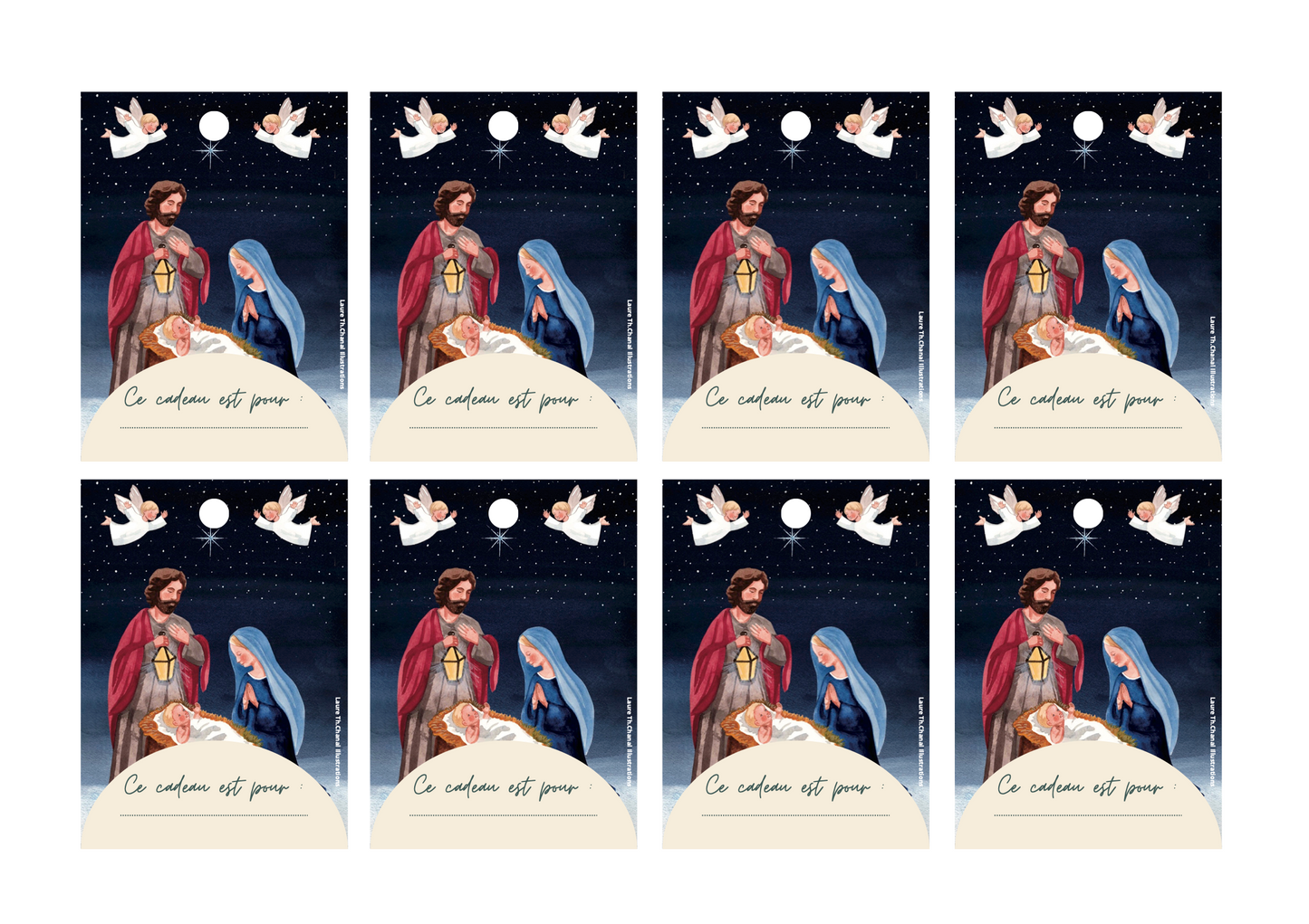 CARTE DE NOËL "CRECHE BOULE DE NEIGE"