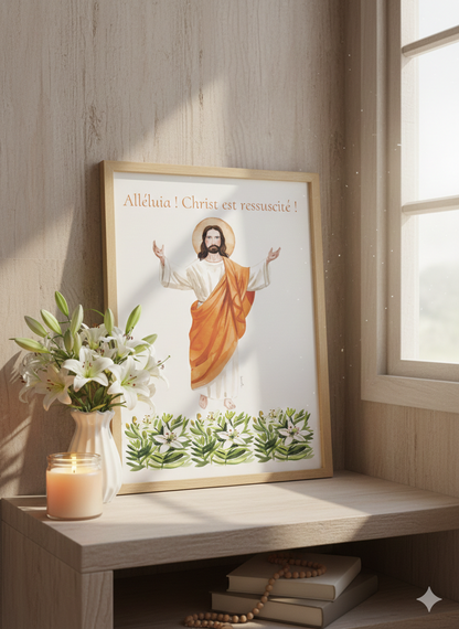 AFFICHE PRIERE DE PÂQUES "ALLELUIA- CHRIST EST RESSUSCITE "