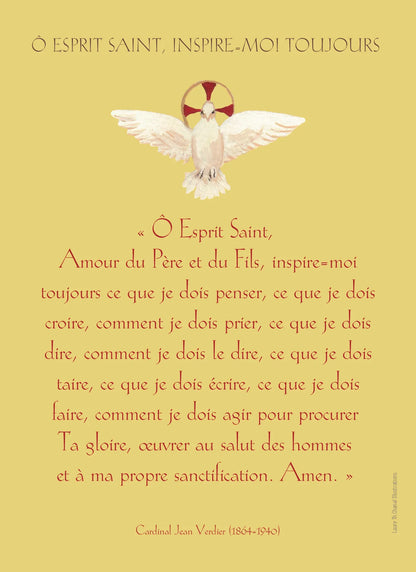 CARTE PRIERE "O ESPRIT SAINT, INSPIRE MOI TOUJOURS" - Laure Th.Chanal Illustrations