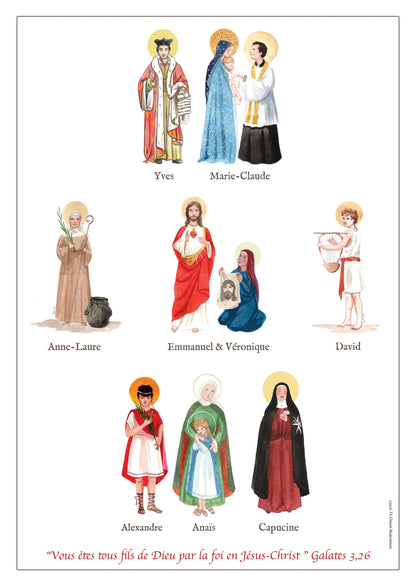 AFFICHE DES SAINTS DE LA FAMILLE - Laure Th.Chanal Illustrations