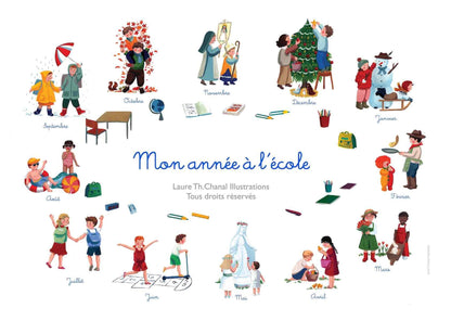 AFFICHE "MON ANNEE A L'ECOLE" - Laure Th.Chanal Illustrations