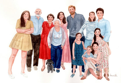 AQUARELLE D'UN PORTRAIT DE GROUPE - Laure Th.Chanal Illustrations