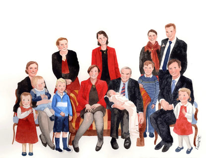 AQUARELLE D'UN PORTRAIT DE GROUPE - Laure Th.Chanal Illustrations