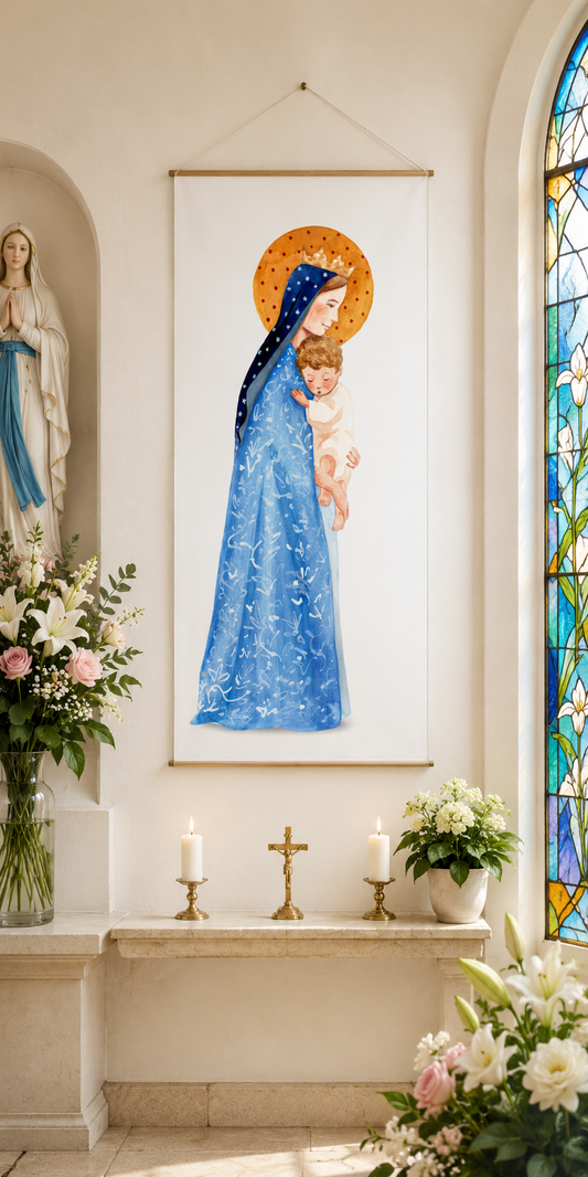 BÂCHE ILLUSTREE VIERGE A L'ENFANT