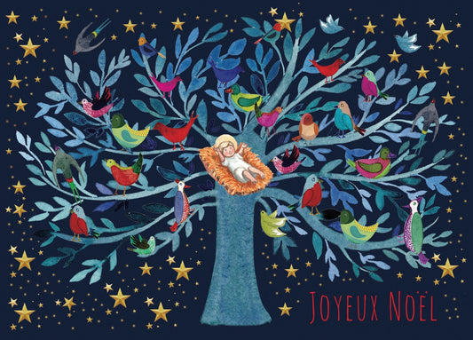 CARTE DE NOËL "ARBRE AUX OISEAUX"