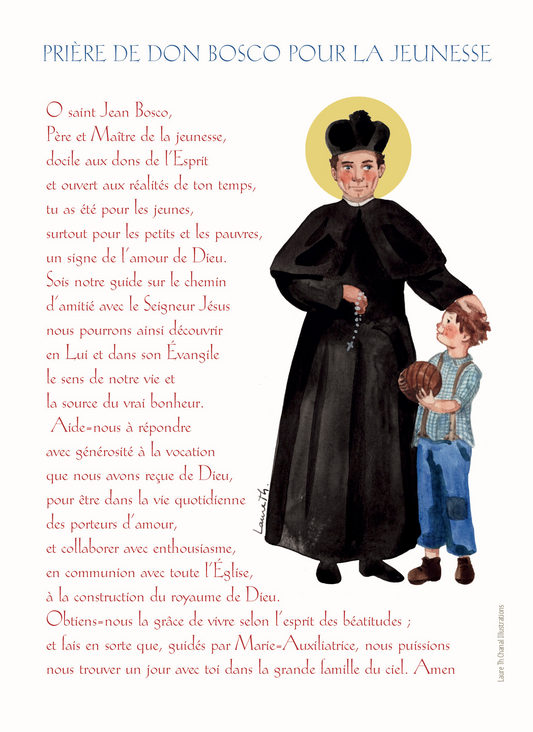 CARTE PRIERE DON BOSCO A LA JEUNESSE