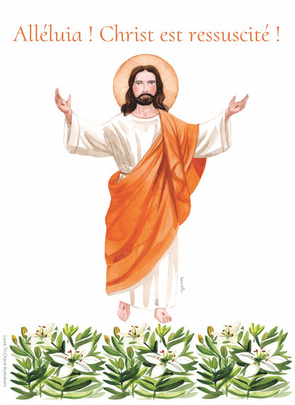 AFFICHE PRIERE DE PÂQUES "ALLELUIA- CHRIST EST RESSUSCITE "