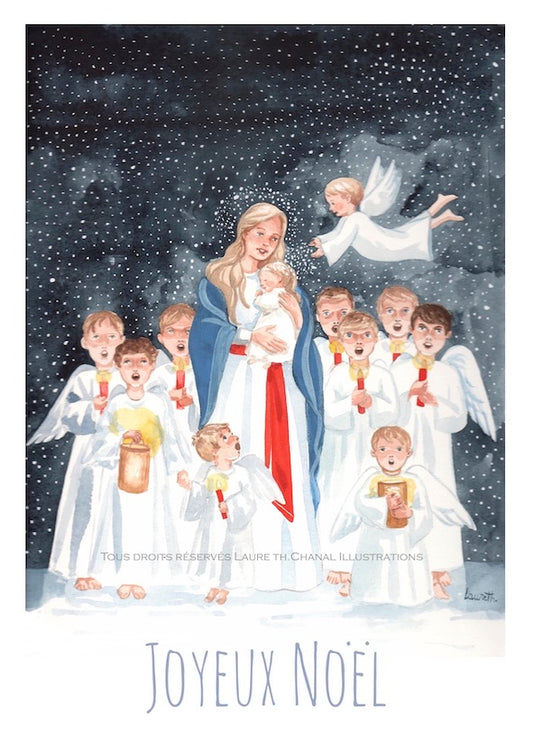 CARTE DE NOËL "CHOEUR D'ANGES" – FICHIER NUMÉRIQUE (RÉÉDITION DIGITALE)