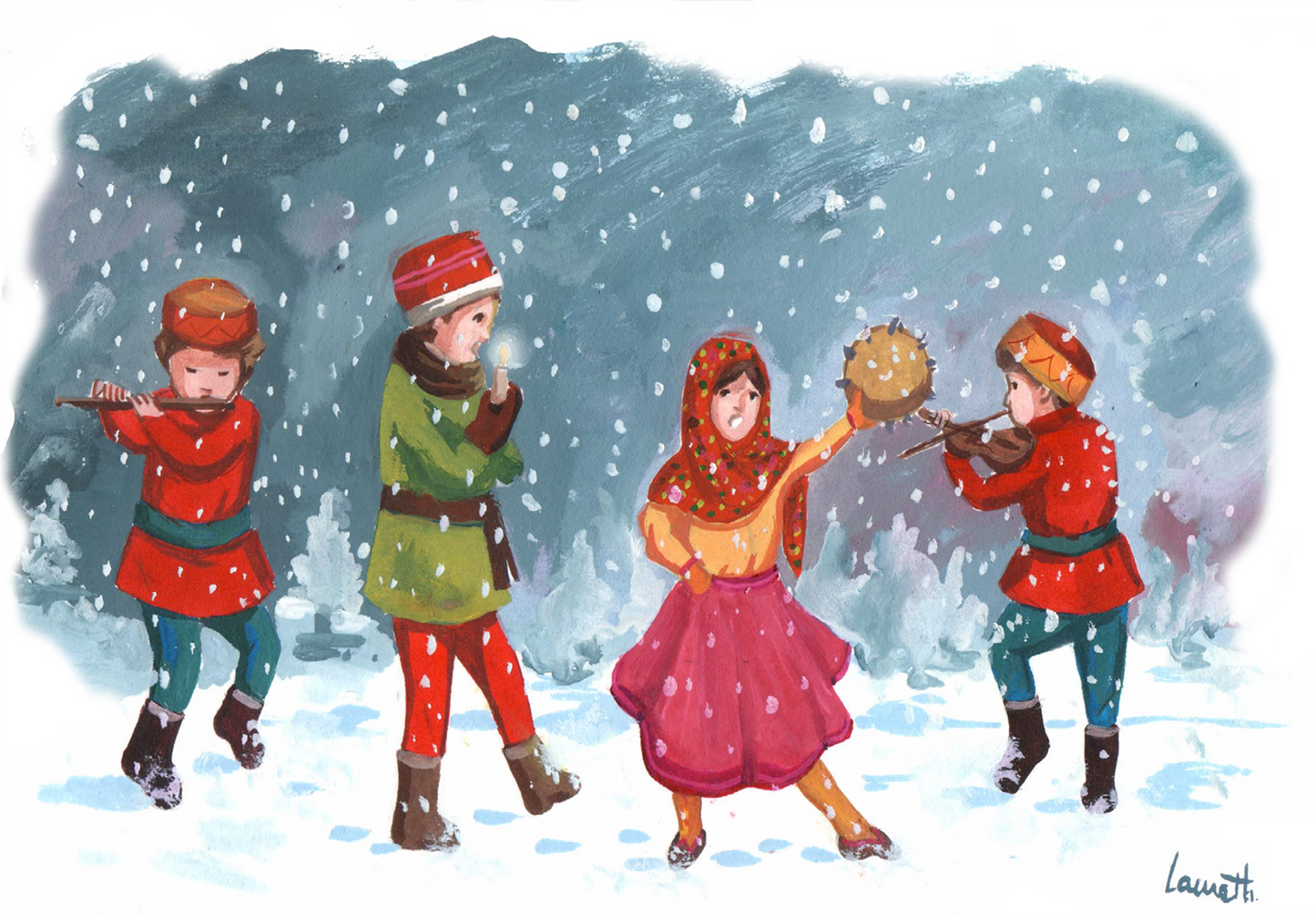 CARTE DE NOËL "DANSE DE NOËL" – FICHIER NUMÉRIQUE (RÉÉDITION DIGITALE)