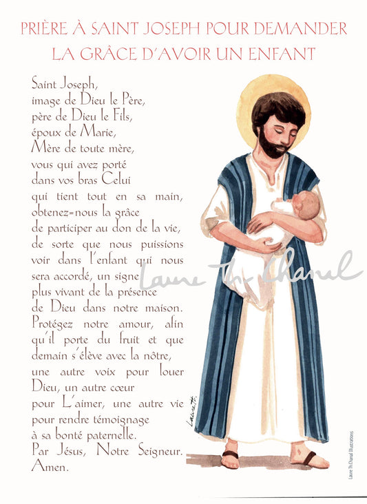 CARTE PRIERE A ST JOSEPH POUR LES COUPLES EN ESPERANCE D'ENFANT