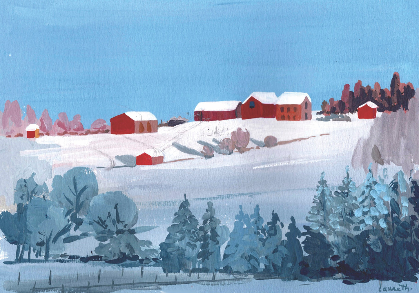 CARTE DE NOËL "PAYSAGE D'HIVER"