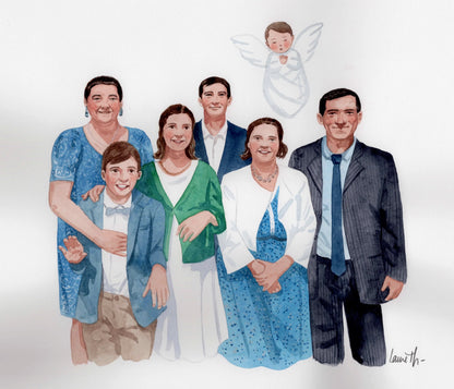 AQUARELLE D'UN PORTRAIT DE GROUPE - Laure Th.Chanal Illustrations