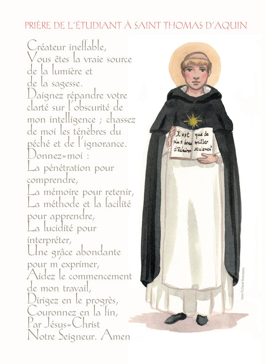 CARTE PRIERE ETUDIANT ST THOMAS D'AQUIN